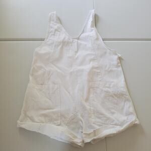 Free People We The Free Shortalls High Roller Womens Medium White Overall Shorts